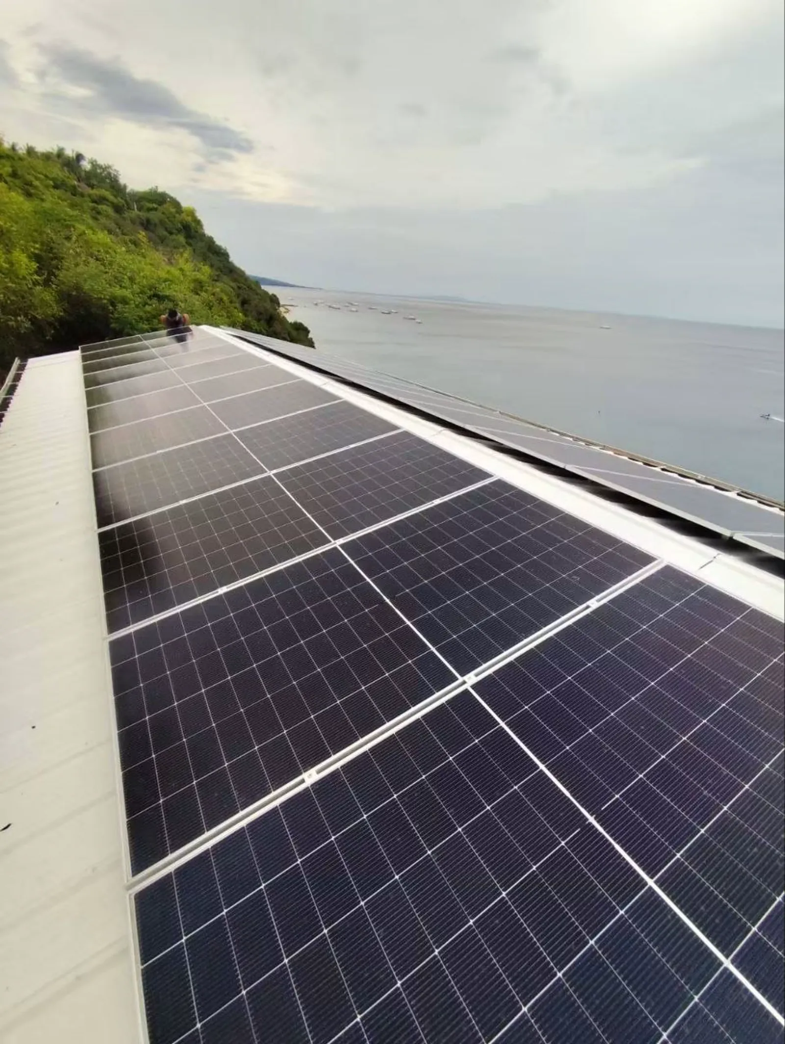 Roof-mounted solar array from ground level